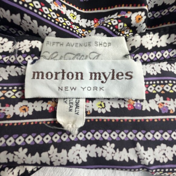 Morton Myles Vintage Boho Tunic Top Stripe Split Neck Long Sleeve Black Size 12 - Picture 3 of 8